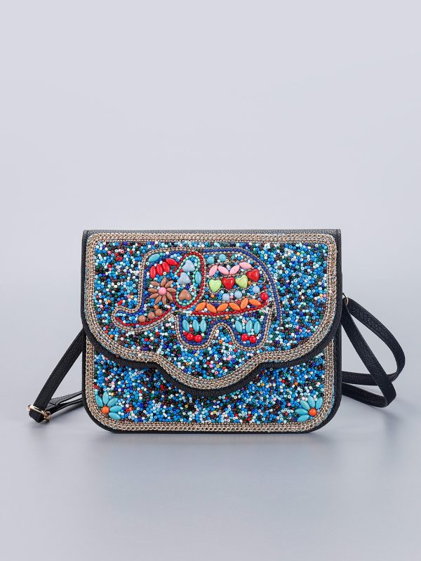 Women's Casual Handbag - Bohemian Style, Horizontal Design with Shoulder Strap