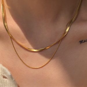 Gold and Silver Double-Layer Snake Bone Luxury Necklace