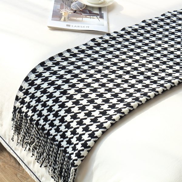 Classic black white INS-style cotton soft blanket for  sofa bed