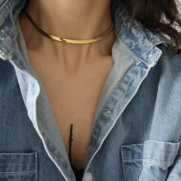 Gold and Silver Double-Layer Snake Bone Luxury Necklace - Image 3