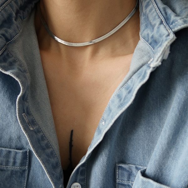 Gold and Silver Double-Layer Snake Bone Luxury Necklace - Image 4