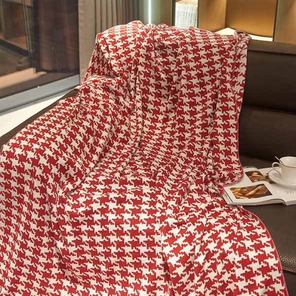 Classic black white INS-style cotton soft blanket for  sofa bed - Image 5