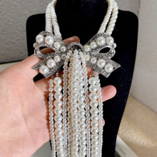 Bowknot elegant versatile pearl necklace