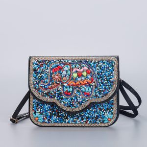 Women's Casual Handbag - Bohemian Style, Horizontal Design with Shoulder Strap